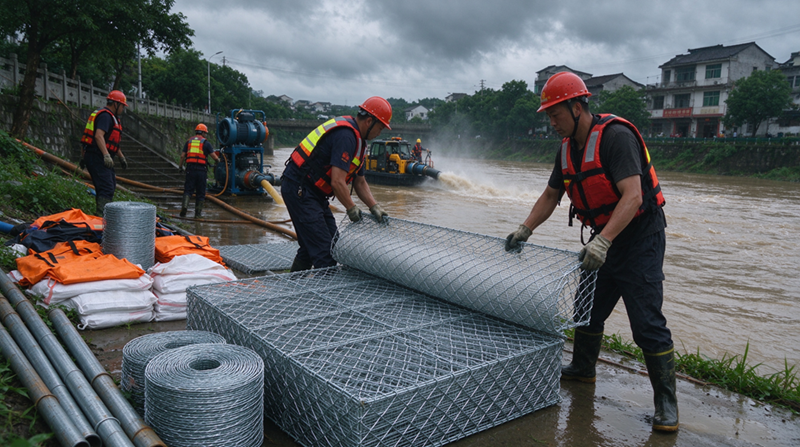 I prudutti di prevenzione d'inundazioni di Changshu Jianghe furniscenu Gabioni è Materiali di Rete Galvanizata per u Prughjettu di Supportu di Drenaje d'Urgenza in Mongolia Interna. I prudutti di prevenzione d'inundazioni di Changshu Jianghe furniscenu Gabioni è Materiali di Rete Galvanizata per u Prughjettu di Supportu di Drenaje d'Urgenza in Mongolia Interna.
